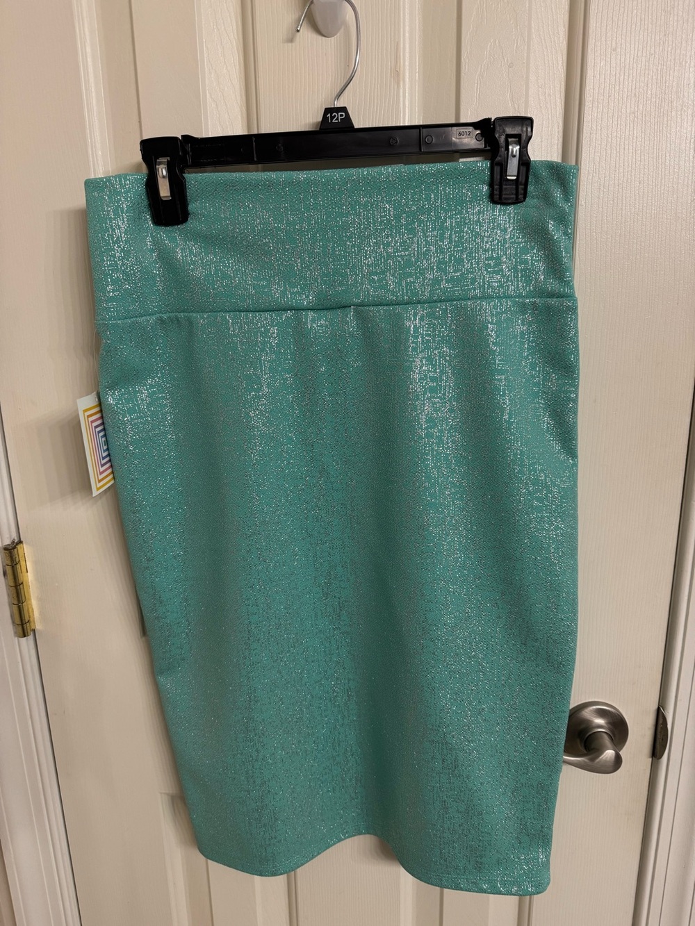 LuLaRoe Shimmer Pencil Skirt in Teal Green